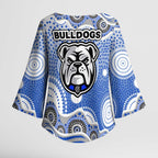 Canterbury-Bankstown Bulldogs Kimono Sleeve Blouse Aboriginal Dot Pattern - Rugby Mascot Heritage Pride