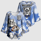 Canterbury-Bankstown Bulldogs Kimono Sleeve Blouse Aboriginal Dot Pattern - Rugby Mascot Heritage Pride