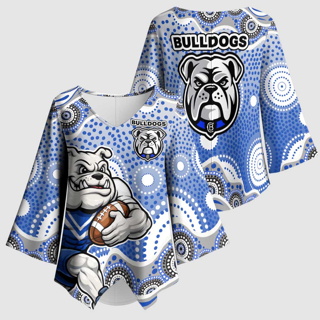 Canterbury-Bankstown Bulldogs Kimono Sleeve Blouse Aboriginal Dot Pattern - Rugby Mascot Heritage Pride