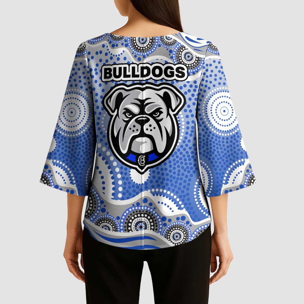 Canterbury-Bankstown Bulldogs Kimono Sleeve Blouse Aboriginal Dot Pattern - Rugby Mascot Heritage Pride
