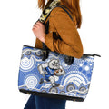Canterbury-Bankstown Bulldogs Leather Tote Bag Aboriginal Dot Pattern - Rugby Mascot Heritage Pride