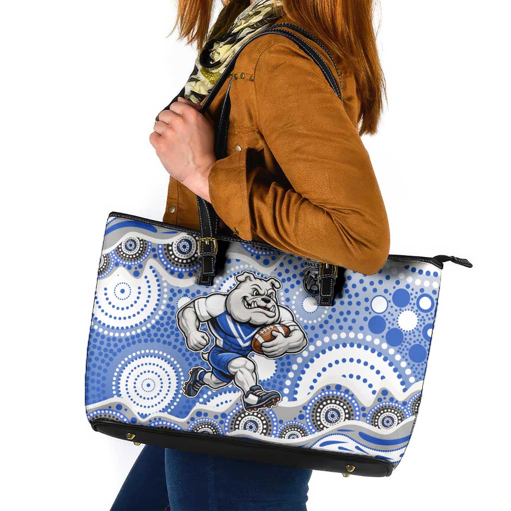 Canterbury-Bankstown Bulldogs Leather Tote Bag Aboriginal Dot Pattern - Rugby Mascot Heritage Pride