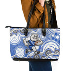 Canterbury-Bankstown Bulldogs Leather Tote Bag Aboriginal Dot Pattern - Rugby Mascot Heritage Pride