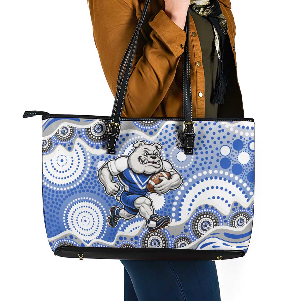 Canterbury-Bankstown Bulldogs Leather Tote Bag Aboriginal Dot Pattern - Rugby Mascot Heritage Pride