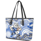 Canterbury-Bankstown Bulldogs Leather Tote Bag Aboriginal Dot Pattern - Rugby Mascot Heritage Pride