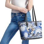 Canterbury-Bankstown Bulldogs Leather Tote Bag Aboriginal Dot Pattern - Rugby Mascot Heritage Pride