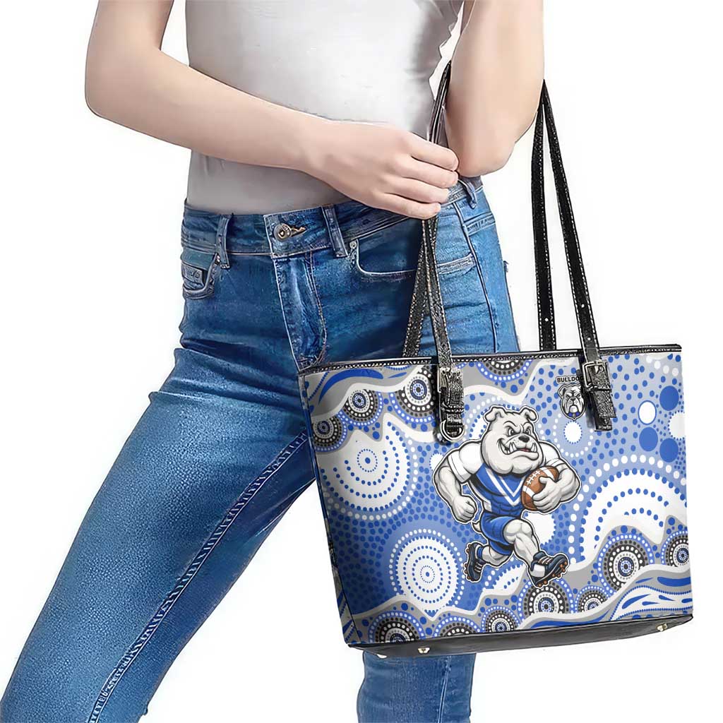 Canterbury-Bankstown Bulldogs Leather Tote Bag Aboriginal Dot Pattern - Rugby Mascot Heritage Pride