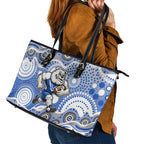 Canterbury-Bankstown Bulldogs Leather Tote Bag Aboriginal Dot Pattern - Rugby Mascot Heritage Pride