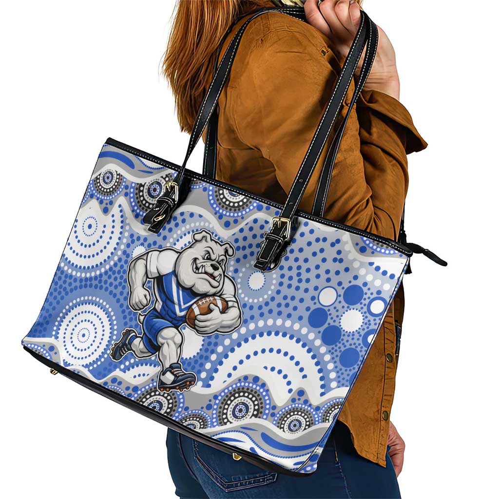 Canterbury-Bankstown Bulldogs Leather Tote Bag Aboriginal Dot Pattern - Rugby Mascot Heritage Pride