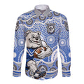 Canterbury-Bankstown Bulldogs Long Sleeve Button Shirt Aboriginal Dot Pattern - Rugby Mascot Heritage Pride