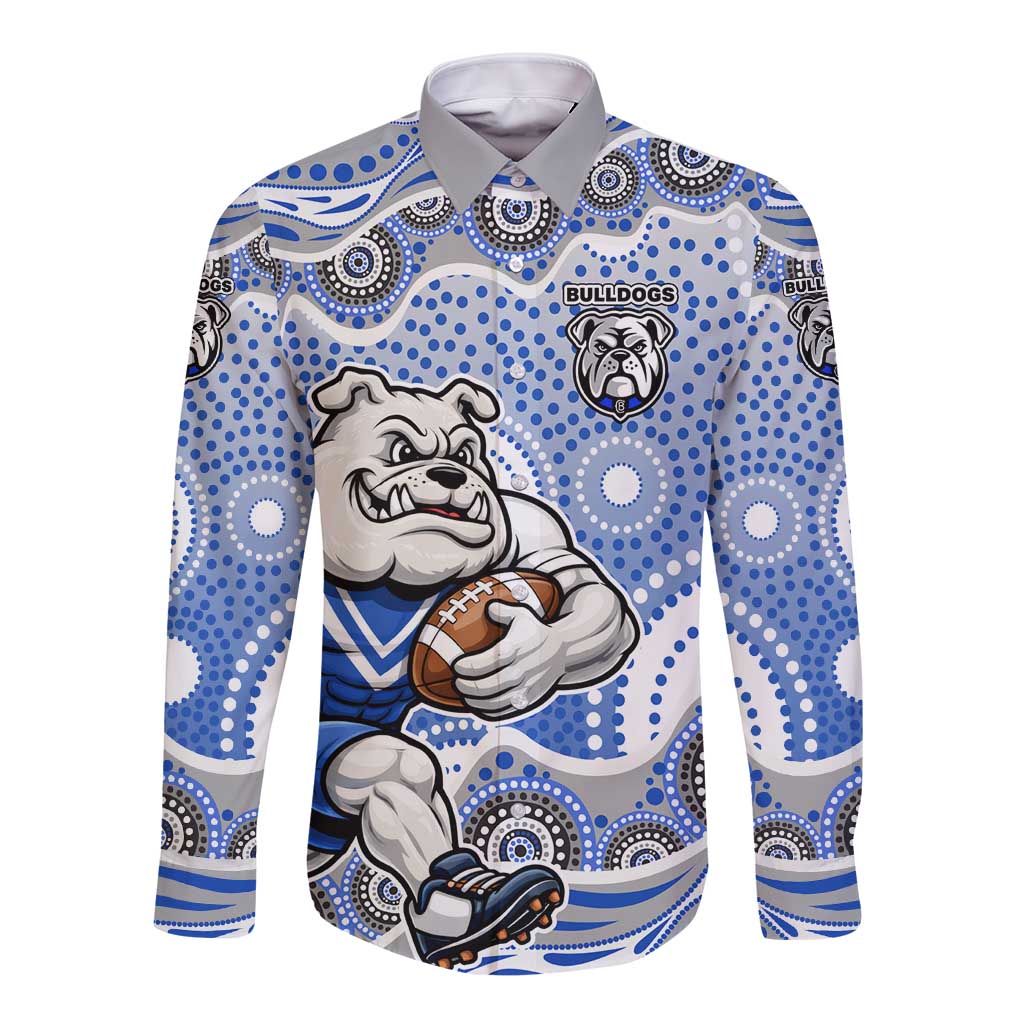 Canterbury-Bankstown Bulldogs Long Sleeve Button Shirt Aboriginal Dot Pattern - Rugby Mascot Heritage Pride