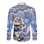 Canterbury-Bankstown Bulldogs Long Sleeve Button Shirt Aboriginal Dot Pattern - Rugby Mascot Heritage Pride