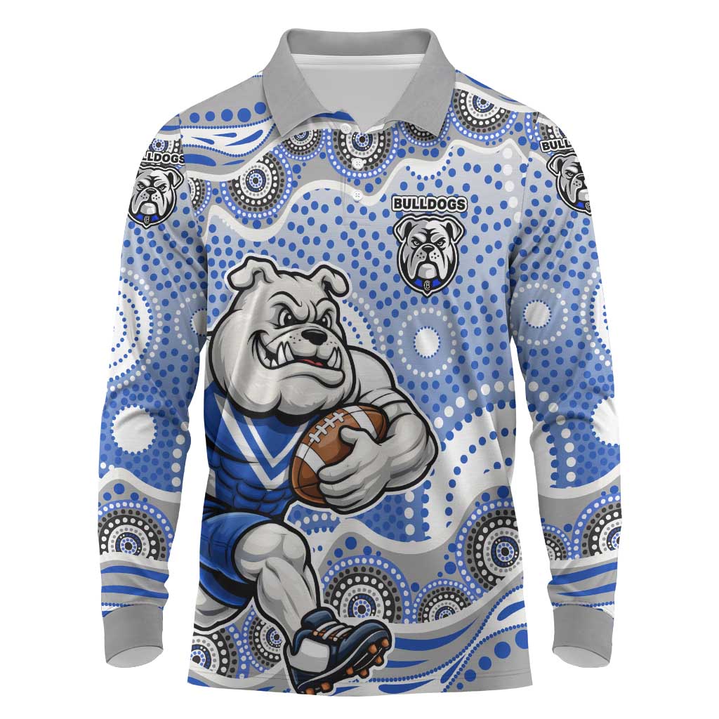 Canterbury-Bankstown Bulldogs Long Sleeve Polo Shirt Aboriginal Dot Pattern - Rugby Mascot Heritage Pride
