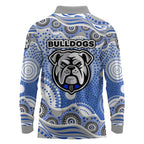 Canterbury-Bankstown Bulldogs Long Sleeve Polo Shirt Aboriginal Dot Pattern - Rugby Mascot Heritage Pride