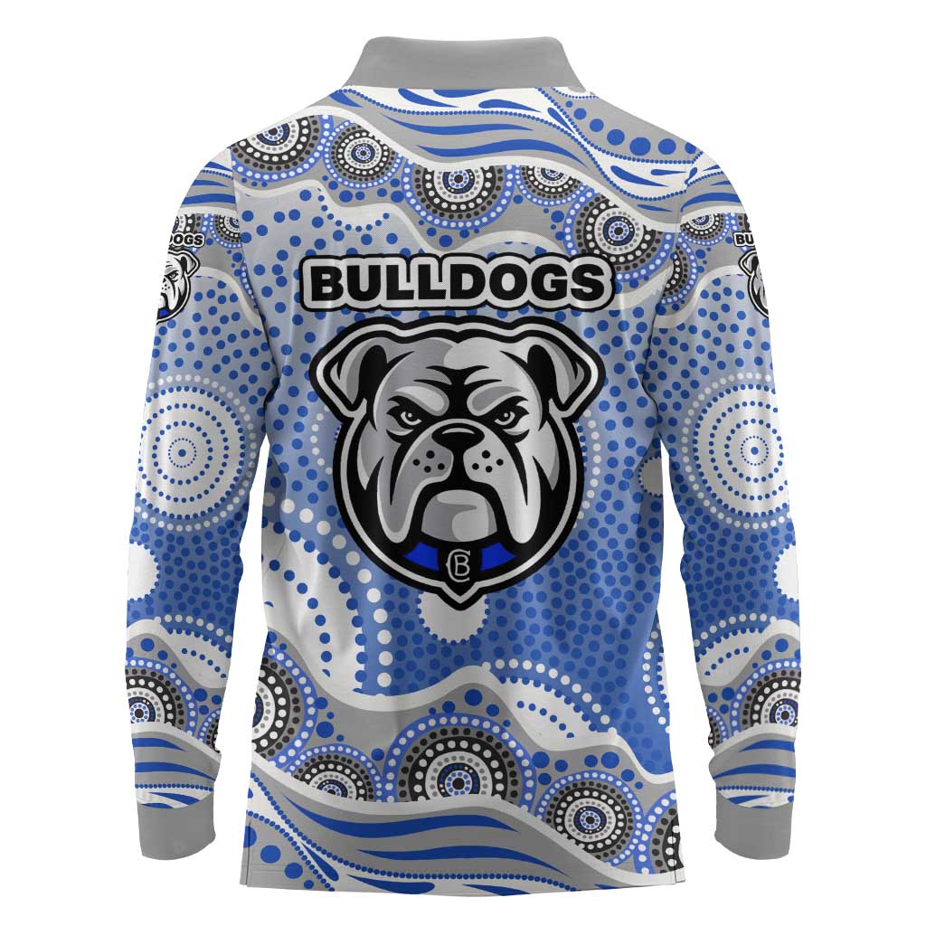 Canterbury-Bankstown Bulldogs Long Sleeve Polo Shirt Aboriginal Dot Pattern - Rugby Mascot Heritage Pride