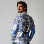 Canterbury-Bankstown Bulldogs Long Sleeve Polo Shirt Aboriginal Dot Pattern - Rugby Mascot Heritage Pride