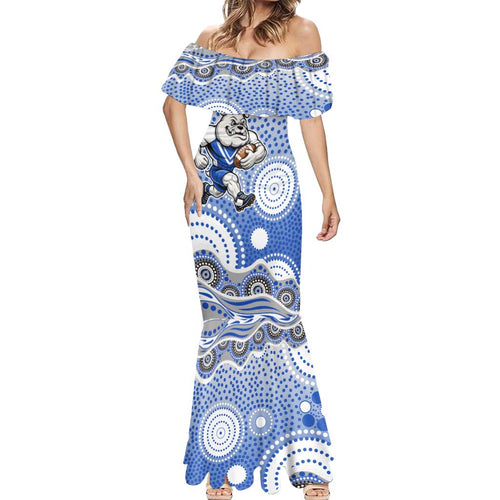 Canterbury-Bankstown Bulldogs Mermaid Dress Aboriginal Dot Pattern - Rugby Mascot Heritage Pride