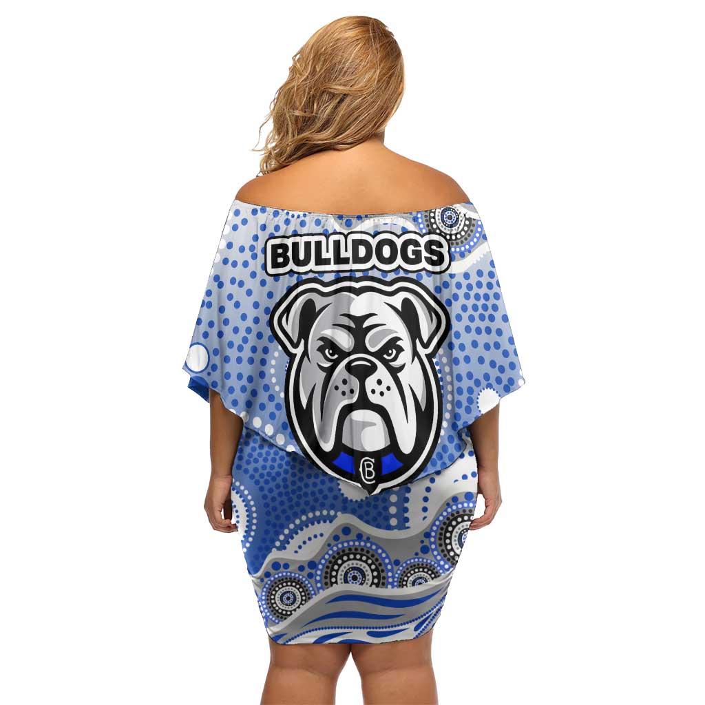 Canterbury-Bankstown Bulldogs Off Shoulder Short Dress Aboriginal Dot Pattern - Rugby Mascot Heritage Pride