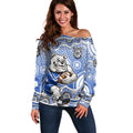 Canterbury-Bankstown Bulldogs Off Shoulder Sweater Aboriginal Dot Pattern - Rugby Mascot Heritage Pride