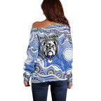 Canterbury-Bankstown Bulldogs Off Shoulder Sweater Aboriginal Dot Pattern - Rugby Mascot Heritage Pride