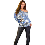 Canterbury-Bankstown Bulldogs Off Shoulder Sweater Aboriginal Dot Pattern - Rugby Mascot Heritage Pride