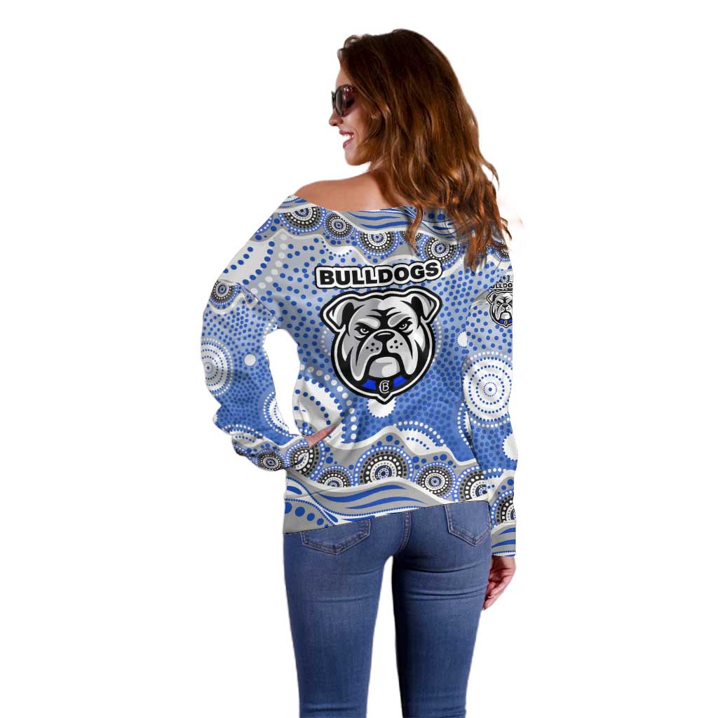 Canterbury-Bankstown Bulldogs Off Shoulder Sweater Aboriginal Dot Pattern - Rugby Mascot Heritage Pride