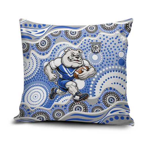 Canterbury-Bankstown Bulldogs Pillow Cover Aboriginal Dot Pattern - Rugby Mascot Heritage Pride