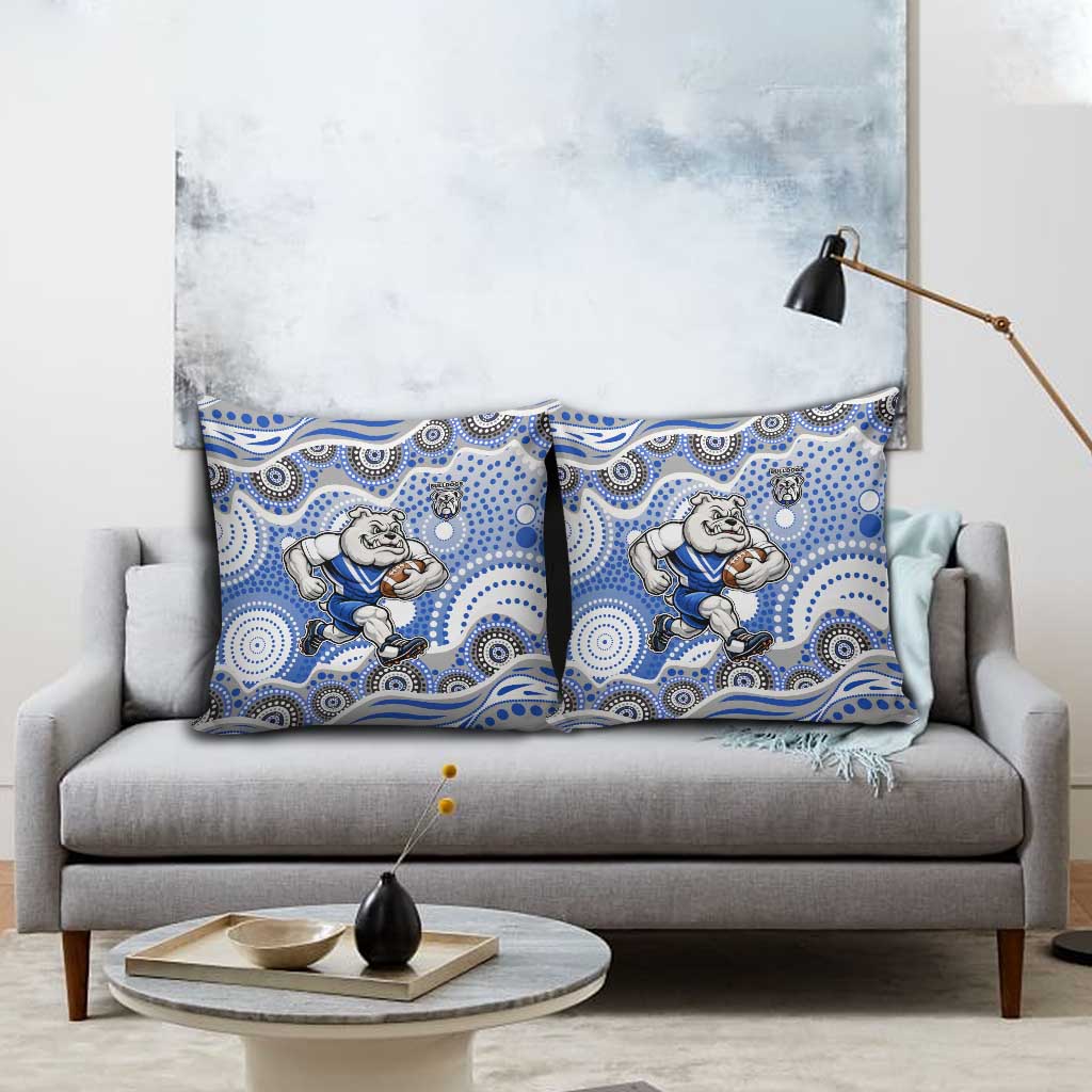 Canterbury-Bankstown Bulldogs Pillow Cover Aboriginal Dot Pattern - Rugby Mascot Heritage Pride