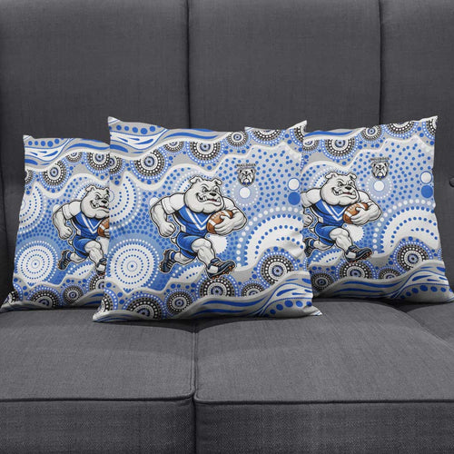 Canterbury-Bankstown Bulldogs Pillow Cover Aboriginal Dot Pattern - Rugby Mascot Heritage Pride