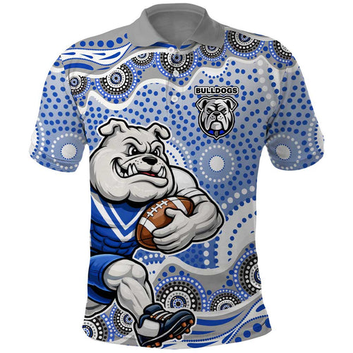 Canterbury-Bankstown Bulldogs Polo Shirt Aboriginal Dot Pattern - Rugby Mascot Heritage Pride