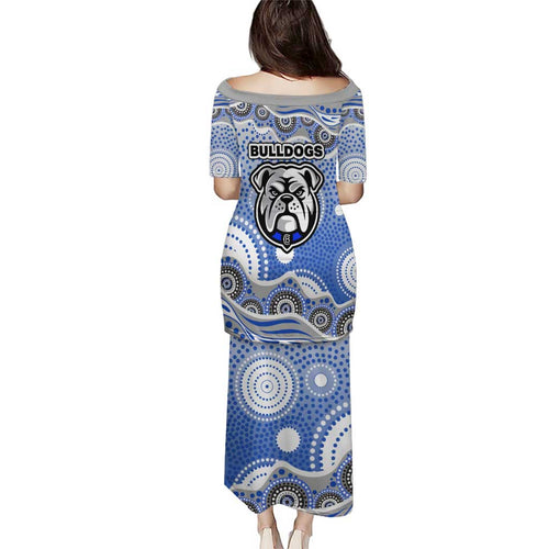 Canterbury-Bankstown Bulldogs Puletasi Aboriginal Dot Pattern - Rugby Mascot Heritage Pride