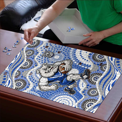 Canterbury-Bankstown Bulldogs Puzzle Aboriginal Dot Pattern - Rugby Mascot Heritage Pride