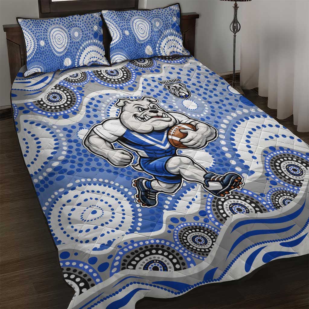 Canterbury-Bankstown Bulldogs Quilt Bed Set Aboriginal Dot Pattern - Rugby Mascot Heritage Pride