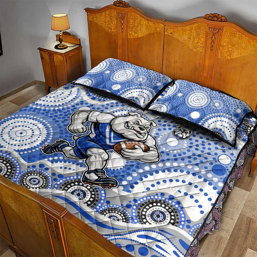 Canterbury-Bankstown Bulldogs Quilt Bed Set Aboriginal Dot Pattern - Rugby Mascot Heritage Pride