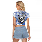 Canterbury-Bankstown Bulldogs Raglan Cropped T Shirt Aboriginal Dot Pattern - Rugby Mascot Heritage Pride