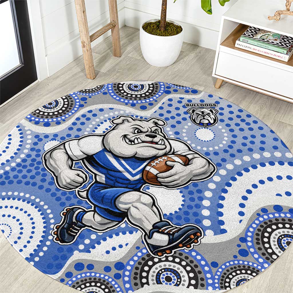 Canterbury-Bankstown Bulldogs Round Carpet Aboriginal Dot Pattern - Rugby Mascot Heritage Pride