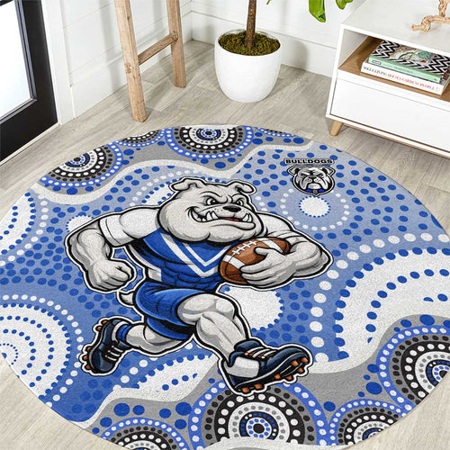 Canterbury-Bankstown Bulldogs Round Carpet Aboriginal Dot Pattern - Rugby Mascot Heritage Pride