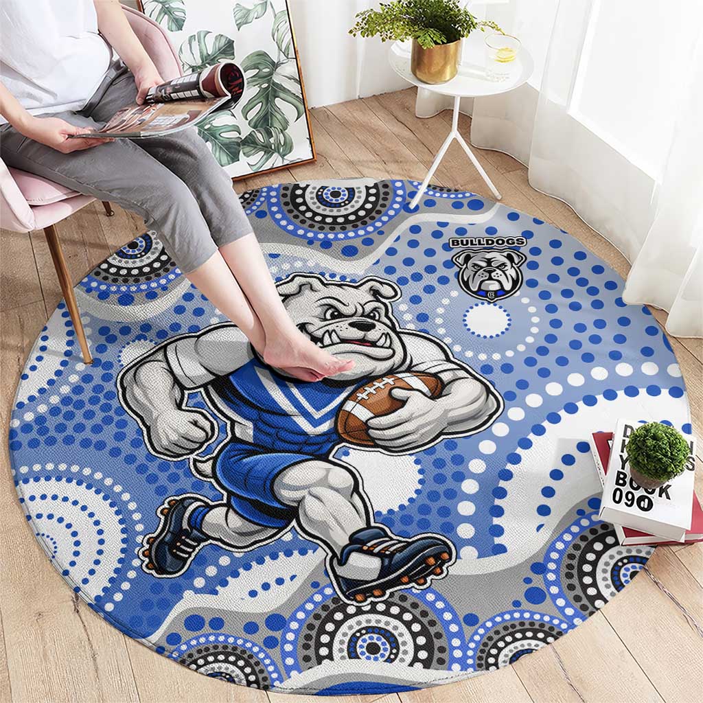 Canterbury-Bankstown Bulldogs Round Carpet Aboriginal Dot Pattern - Rugby Mascot Heritage Pride