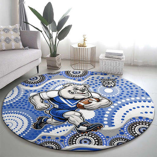 Canterbury-Bankstown Bulldogs Round Carpet Aboriginal Dot Pattern - Rugby Mascot Heritage Pride