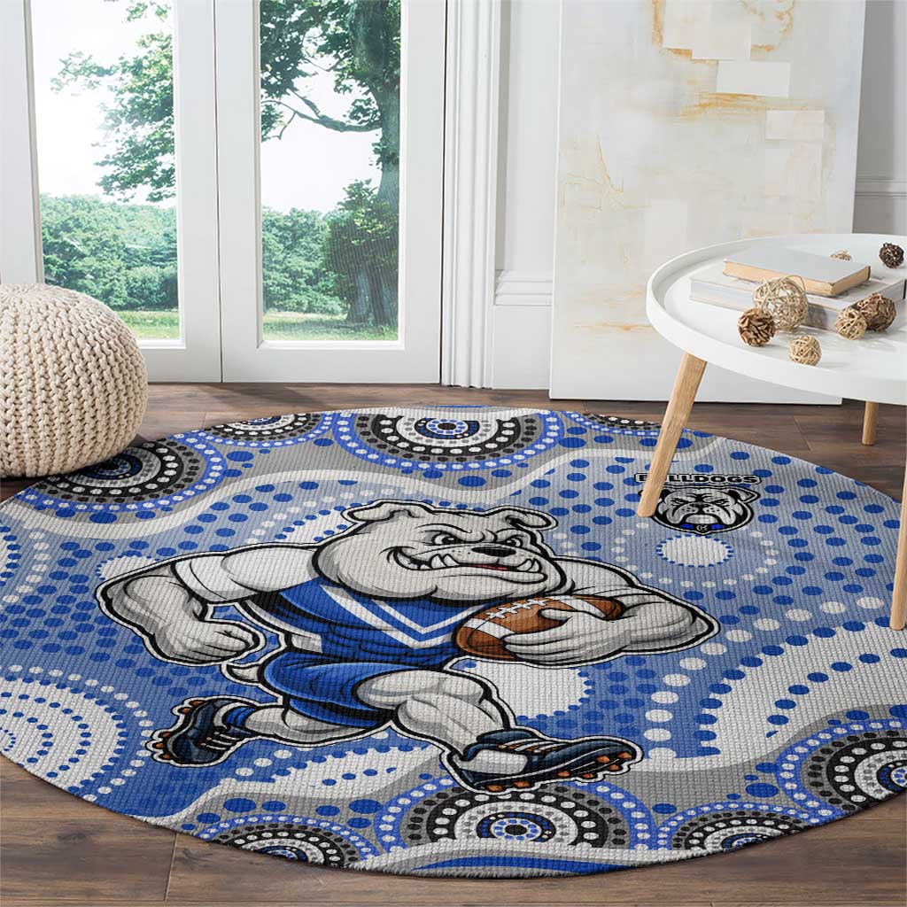 Canterbury-Bankstown Bulldogs Round Carpet Aboriginal Dot Pattern - Rugby Mascot Heritage Pride