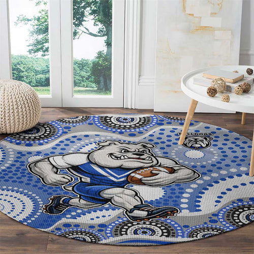 Canterbury-Bankstown Bulldogs Round Carpet Aboriginal Dot Pattern - Rugby Mascot Heritage Pride