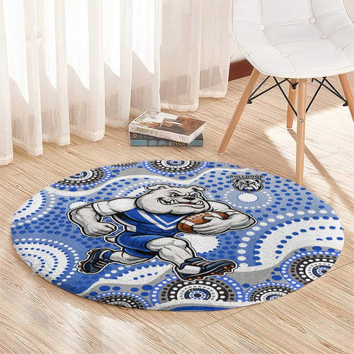 Canterbury-Bankstown Bulldogs Round Carpet Aboriginal Dot Pattern - Rugby Mascot Heritage Pride