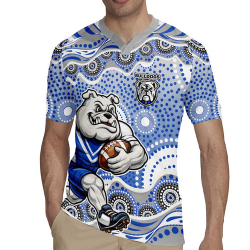 Canterbury-Bankstown Bulldogs Rugby Jersey Aboriginal Dot Pattern - Rugby Mascot Heritage Pride