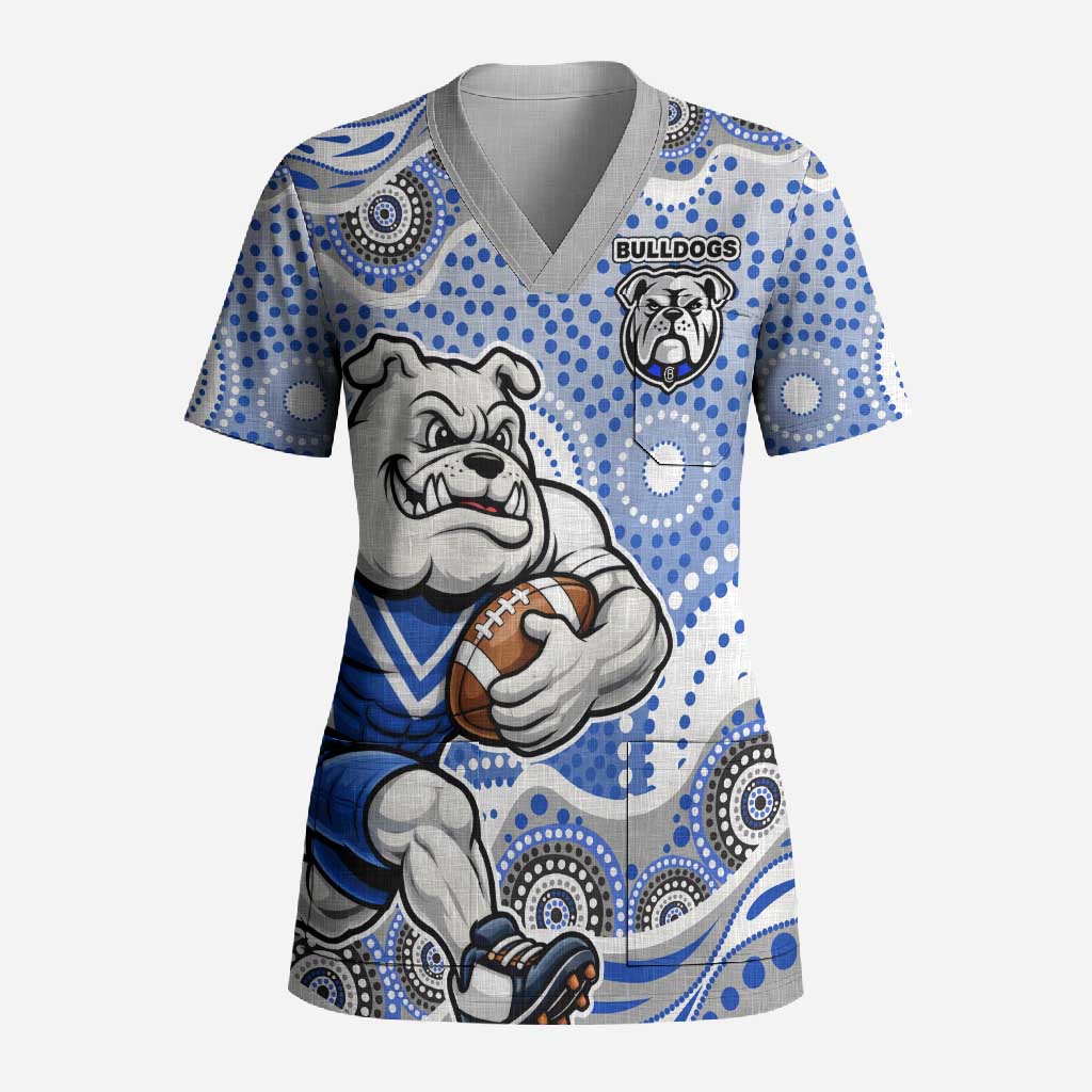 Canterbury-Bankstown Bulldogs Scrub Top Aboriginal Dot Pattern - Rugby Mascot Heritage Pride