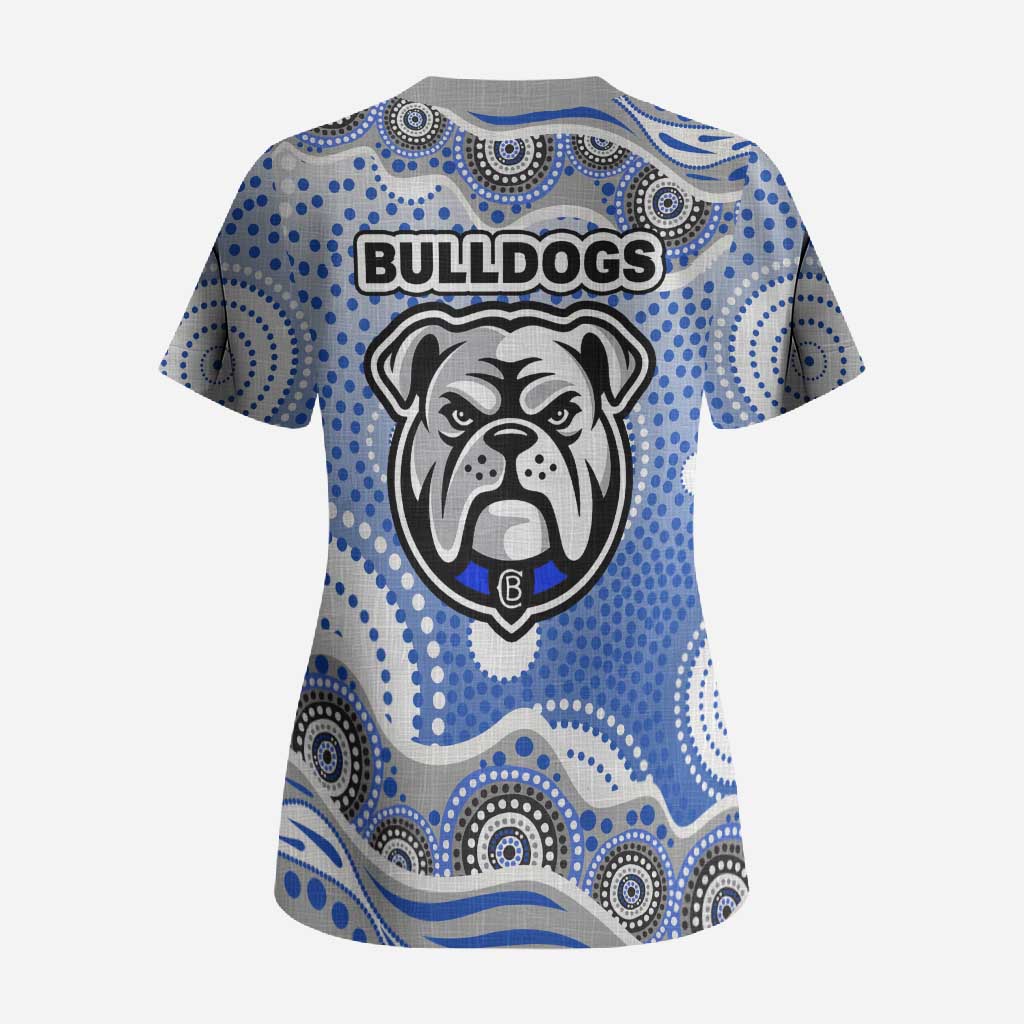 Canterbury-Bankstown Bulldogs Scrub Top Aboriginal Dot Pattern - Rugby Mascot Heritage Pride