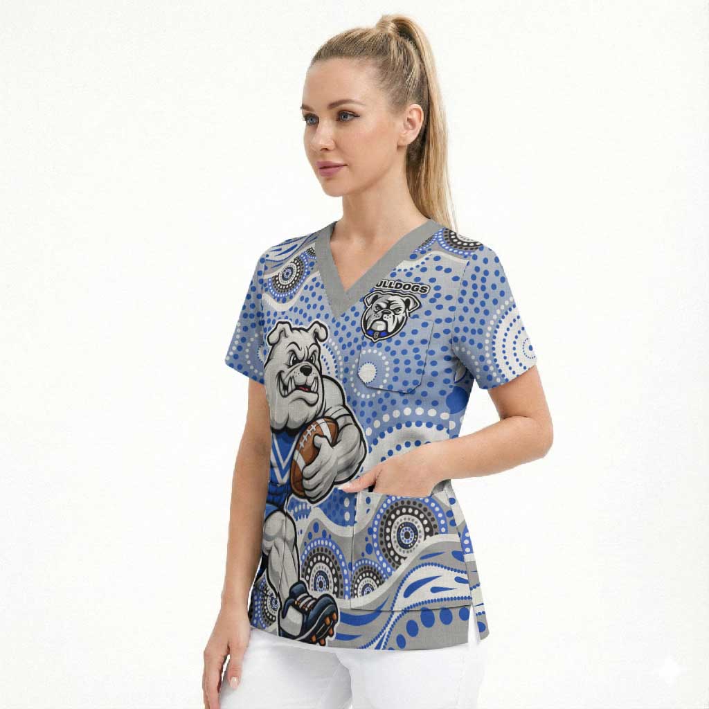 Canterbury-Bankstown Bulldogs Scrub Top Aboriginal Dot Pattern - Rugby Mascot Heritage Pride