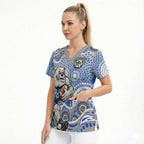 Canterbury-Bankstown Bulldogs Scrub Top Aboriginal Dot Pattern - Rugby Mascot Heritage Pride