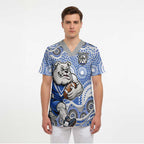 Canterbury-Bankstown Bulldogs Scrub Top Aboriginal Dot Pattern - Rugby Mascot Heritage Pride