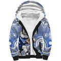 Canterbury-Bankstown Bulldogs Sherpa Hoodie Aboriginal Dot Pattern - Rugby Mascot Heritage Pride