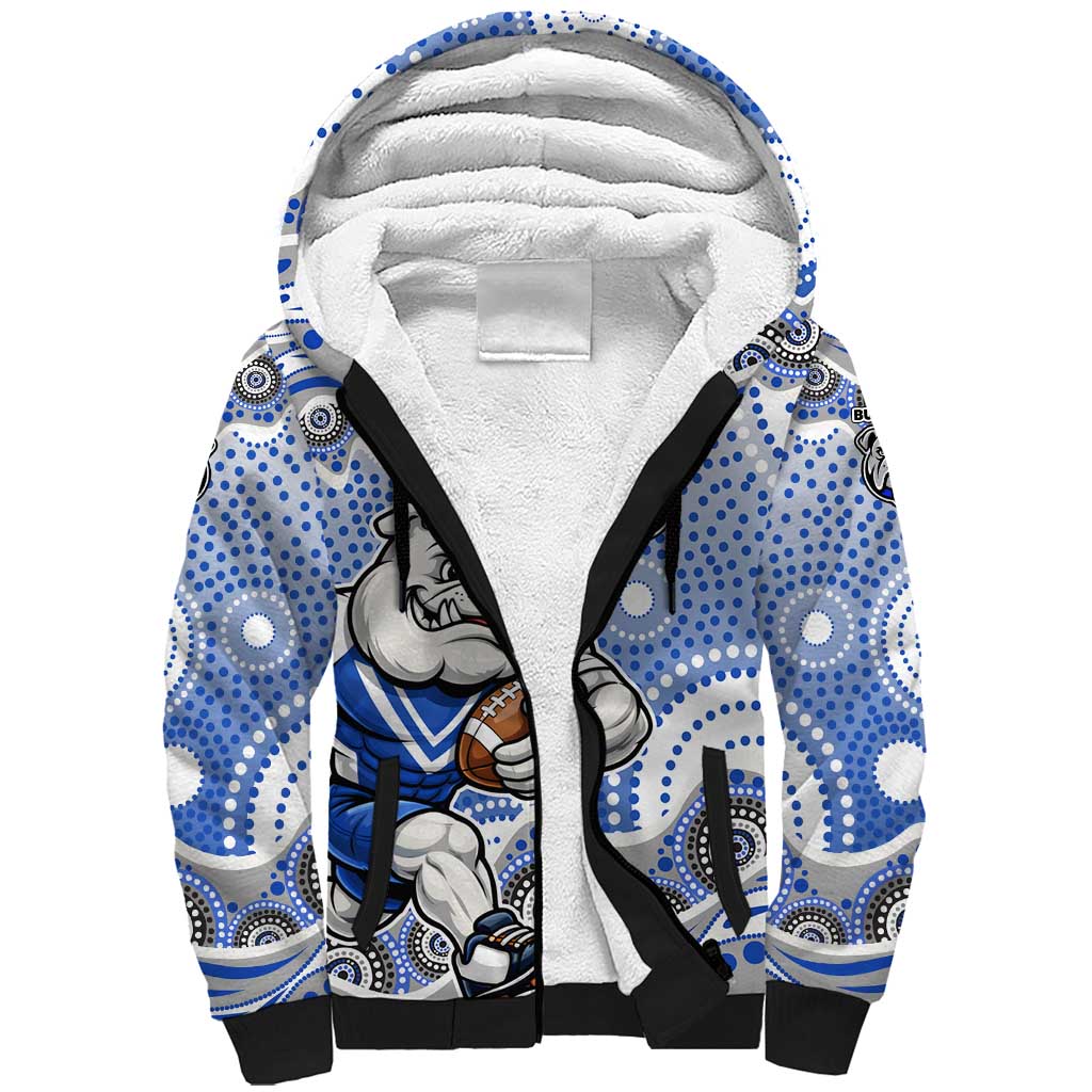 Canterbury-Bankstown Bulldogs Sherpa Hoodie Aboriginal Dot Pattern - Rugby Mascot Heritage Pride